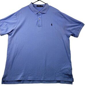 Polo Ralph Lauren Mens Blue Polo Short Sleeve 2XB 100% Cotton Golf Preppy
